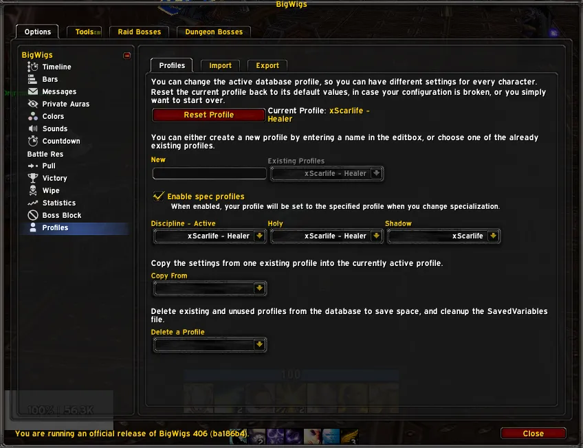 Assign the xScarlife healer profile to healing specialisations in BigWigs