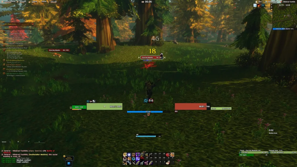 WoW Forever EllesmereUI hunter player, pet and target unit frames in combat