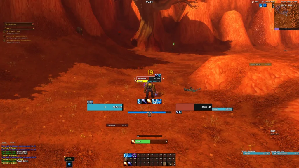 WoW Forever EllesmereUI mage combat interface with casting and cooldown displays