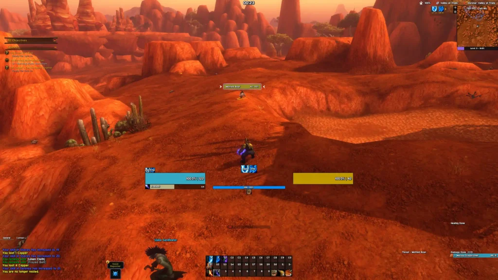WoW Forever EllesmereUI mage interface overview in Durotar
