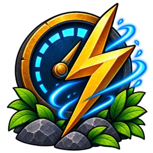 Golden lightning gauge representing performance tuning